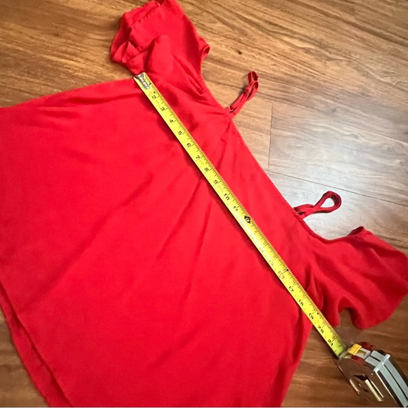 Red Flutter Sleeve Ruffled Blouse - Picture 3 of 5